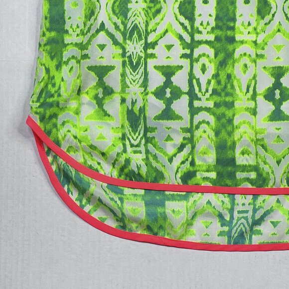 Everly Boho Pattern Pull-Over Bright Green Orange Shift Midi Dress Size S - NWOT - Picture 3 of 6